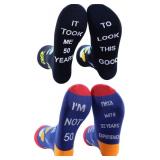 LOT OF 2 Pairs 50th Birthday Socks for Men Women,