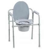 Drive Medical Folding Steel Bedside Commode Chair,