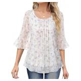 Size 2XL VALOLIA Womens 3/4 Sleeve Blouses Tops Dr
