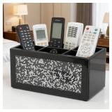 SHYFOY Glass Remote Control Holder with 6 Compartm
