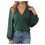 2XL Agnes Urban Womens V Neck Long Sleeve Tops Dre