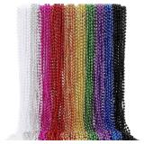 96PCs (WHITE) Mardi Gras Beads, 33" Beaded Necklac