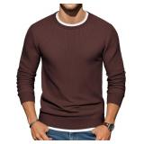 Size 3XL (GREY) COOFANDY Men Crew Neck Knit Sweate