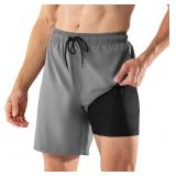 BRISIRA Mens Swim Trunks Swim Shorts 7 inch Compre