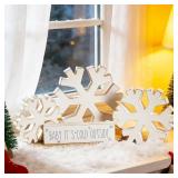 Lot of 2, 4 PCS Winter Wooden Snowflakes Decor - C