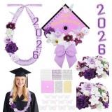 Dunzoom 100 Pcs DIY Purple Graduation Leis and Cap