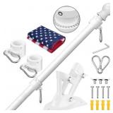 FIASON 6 FT White Flag Pole Kit with 3x5 Ft US Fla