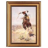 (Lot of 5) Vintage Gold Framed Cowboy Canvas Wall