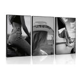Lot of 2 Sets, 3Pcs Vintage Black White Cowgirl Ca