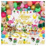 ALL IN ONE BOX, 346pcs Hawaiian Luau Birthday Part