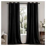 EMEMA Black Velvet Blackout Curtains 2 Panels W42x