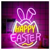 Easter Neon Sign Happy Easter Bunny LED Light Dimm