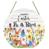 (Lot of 5) Easter Hanging Sign 12x12 Inch He is Ri