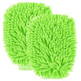 Wuyaoyao 2PCS Car Wash Mitt, 10.14" 7.12" Chenille