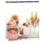 LOT OF FALL decor welcome pumpkin sign sunflower c