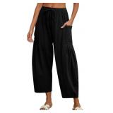 Women Linen Pants Wide Leg Boho Pants Loose Lightw