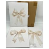 Lot of 3, Size 12 x 16 Inches Beige & White Bow Wa