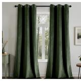 EMEMA Olive Green Velvet Blackout Curtains 2 Panel