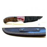 Handmade Damascus steel knife with sheath
