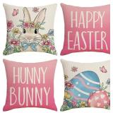 Lot Of 2 Pink Happy Easter Throw Pillow Covers 18x