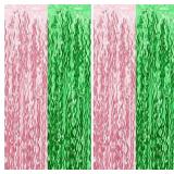 LOT OF 4 2 pcs Pink Green Wavy Tinsel Curtains,Wic
