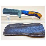 New Damascus steel fixed blade hunting knife with