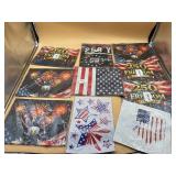 Patriotic garden flags, emblems, stickers