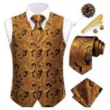 Size 2XL Dubulle Mens Vest and Tie Set Paisley Flo