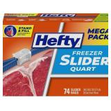 Hefty Slider Freezer Bags, Quart Size, 74ct