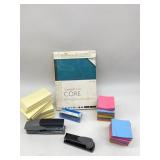 Various Office Supplies, Sticky Notes, Rocket Book