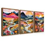 Floating Framed Boho Colorful Wall Art, Abstract W