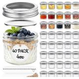 Tecohouse Mini Mason Jars 4 oz, 40 Pack Small Glas