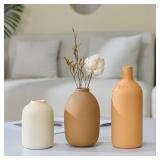 Ceramic Vase Set of 3,Neutral Modern Vases for Bou