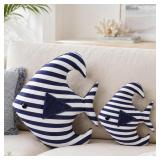 2 Pcs Tropical Fish Throw Pillows 17 Inch, 12 Inch