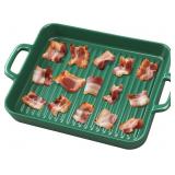 Green Ceramic Bacon Baking Tray, Microwave-Safe Ba