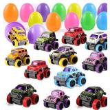 JOYIN 12 Pcs Easter Eggs Filled with Pull Back Mon