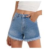 Tankaneo Jean Shorts for Women Summer Elastic High