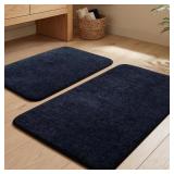 YIHOUSE Bathroom Rug Set 2 Piece, Memory Foam Blue