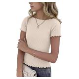 SIZE 9/10 PINK~ Halfchet Girls Ribbed Boat Neck Sh