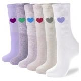6-11 indeed Women Cotton Crew Socks,Cute Heart Hig