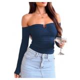 Medium Long Sleeve Off Shoulder Fall Tops for Wome