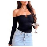 Small Long Sleeve Off Shoulder Fall Tops for Women