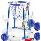 NIPLOOOW Pool Basketball Hoop, 2-in-1 Floating Poo