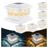 Solar Lights for Fence Post Cap Outdoor Deck 6 Pac