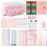 Pink Aesthetic School Supplies Set with 57Pcs Cont