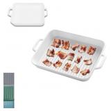 Upgraded White Ceramic Bacon Baking Tray, Microwav