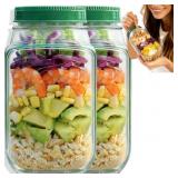 TOPMELON Salad Pod Mason Jar with Side Open, Porta