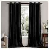 EMEMA Black Velvet Blackout Curtains 2 Panels W42x