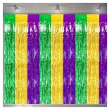 Lot Of 3 3Pack Mardi Gras Foil Fringe Curtain Gold