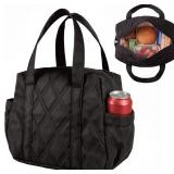 Quilted Puffer Lunch Bag for Women, Insulated Lunc